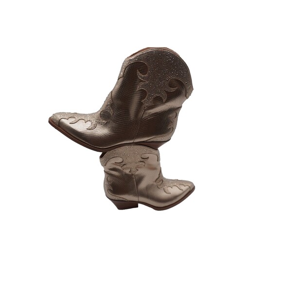 Jessica Simpson Zolly Gold Metallic Rhinestone Embellished Western Booties 8.5 M - Picture 5 of 10
